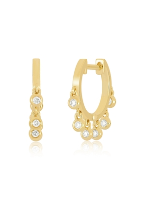 EF Collection Diamond Bezel Shimmy Huggie Earrings in 14K Yellow Gold