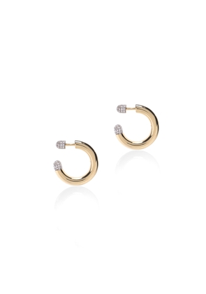 Rainbow K Small Tube Earrings in 9K Gold Earring/White Diamonds