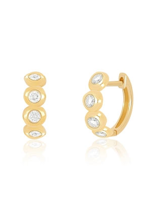 EF Collection Diamond Pillow Huggie Earrings in 14K Yellow Gold