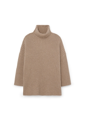 MR MITTENS Ribbed High-Neck Sweater in Roasted Almond, X-Small/Small