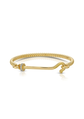 Nancy Newberg Gold Hook Bangle Bracelet in Yellow Gold/White Diamonds