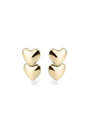 Annika Inez Dual Voluptuous Heart Earrings in Gold