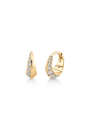 Lizzie Mandler Pavé Mini Crescent Hoops Earring in 18K Gold/White Diamonds