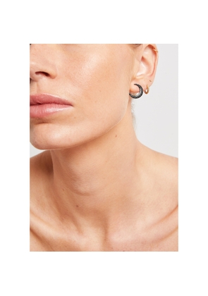 Sheryl Lowe Pavé Diamond Crescent Moon Stud Earrings in White Diamonds/Black Diamonds