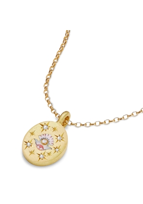 Cece Jewellery Clam and Pearl Necklace in 18K Yellow Gold/Champlevé Enamel/Diamonds