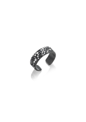 Sheryl Lowe Pavé Diamond Cuff Ring in White Diamonds/Black Diamonds, Size 7