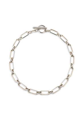 Sheryl Lowe Chain Necklace with Pavé Diamond Toggle in Sterling Silver/White Diamonds