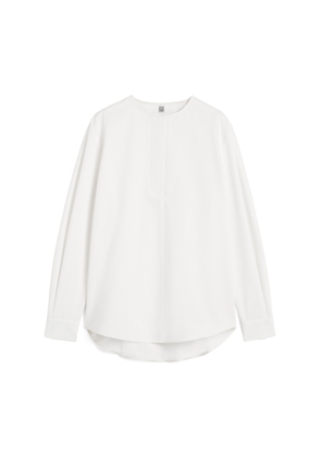 Toteme Collarless Shirt in White, Size FR 40