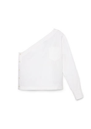 G. Label by goop Knight One-Shoulder Shirt in White, Size 12