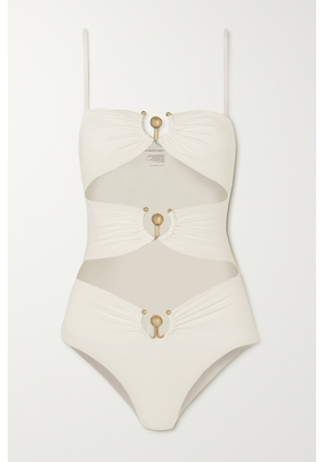 Christopher Esber - Embellished Cutout Swimsuit - White - UK 6,UK 8,UK 10,UK 12,UK 14