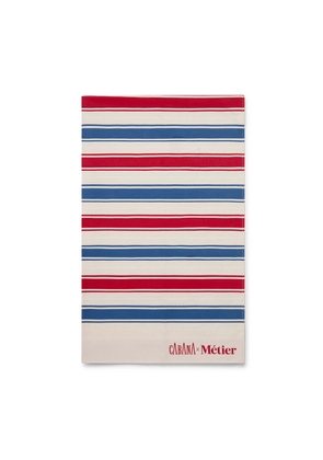 Métier Beach Blanket in Sustainable Cotton Red and Blue Stripe