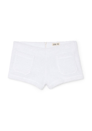 Simone Fan The Zip-Up Mini Shorts in Optic White, X-Small
