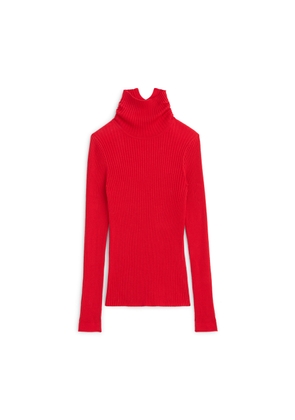 Alex Mill Cristy Ribbed Turtleneck in Red, Large