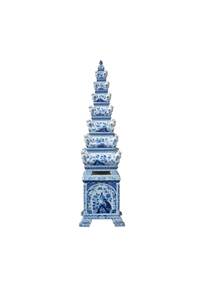 Royal Delft Hand-Painted Tulip Vase Pyramid in Blue and White