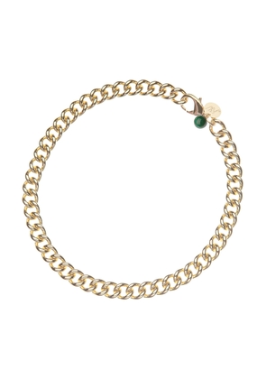 Jane Win Curb Chain with Malachite Bead in 14K Gold-Plated Brass