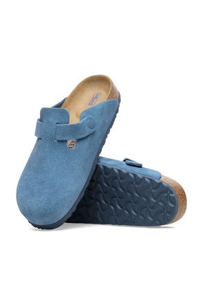 Birkenstock Boston Soft Footbed Clogs Sandal in Suede Elemental Blue, Size IT 36