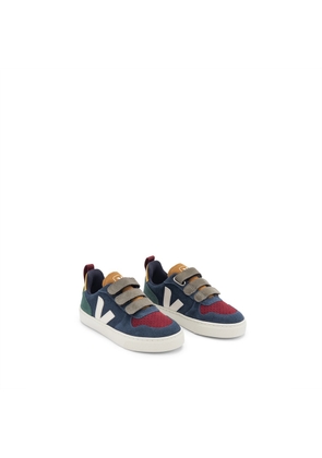 Veja Kids V-10 Suede Sneakers in Navy Multi, Size 29