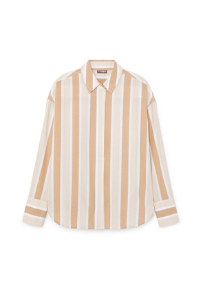 Staud Colton Shirt in Sand Stripe, Small