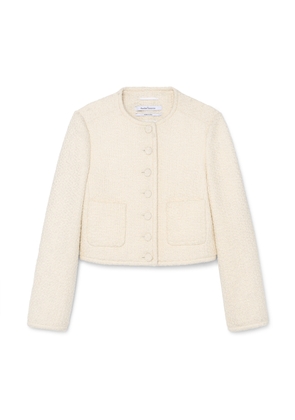 Another Tomorrow Cropped Tweed Jacket in Cream, Size IT 40