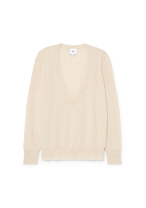 G. Label by goop Lilian V-Neck Sweater in Oat, X-Small