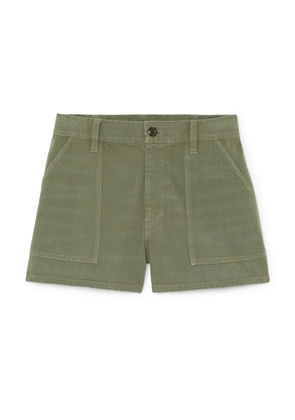 RE/DONE Military Mini Shorts in Bay Leaf, Size 31