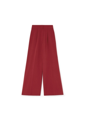 G. Label by goop Katie-Marie Wide-Leg Pleated Pants in Crimson, Size 6
