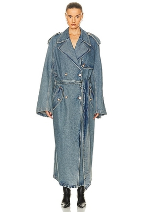 GRLFRND Adrienne Trench in Inwood Hill - Blue. Size L/XL (also in M/L).
