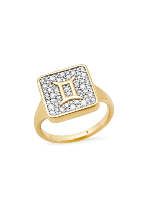 Eriness Zodiac Ring in 14K Yellow Gold/White Diamond, Size 5