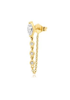 Eriness Single Marquise Stud and Diamond Chain Earring in 14K Yellow Gold/White Diamond