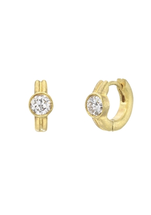 Jenna Katz Mini Double Hoops Earring in 18K Yellow Gold/White Diamond