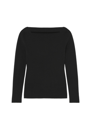 Another Tomorrow Compact Cutout Knit Top in Black, Small