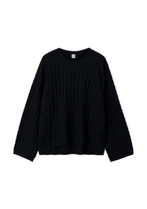 Toteme Cashmere Cable-Knit Sweater in Black 200, Small