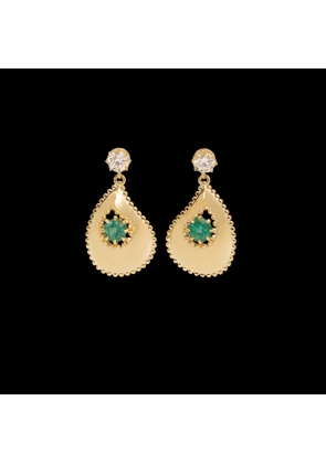 Jenna Blake Paisley Earrings in 18K Yellow Gold, Diamond and Emerald