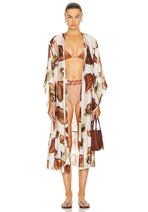 ADRIANA DEGREAS Arisaema Long Robe in Off White - White. Size M (also in S).