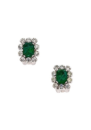 dior Dior Rhinestone Clip On Earrings in Emerald - Green. Size all.