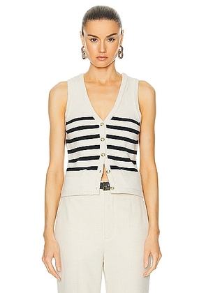 L'Academie by Marianna Calanth Striped Vest in Cream & Black - White. Size XL (also in ).
