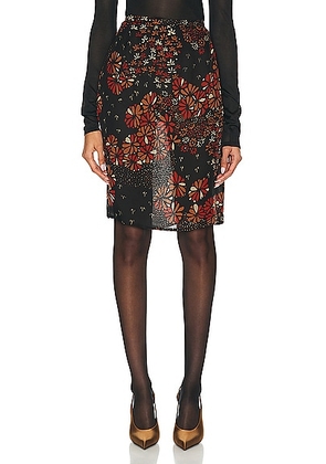Saint Laurent Floral Skirt in Noir Multicolor - Black. Size 40 (also in 38, 42).