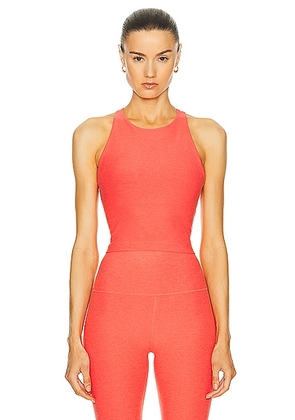 Beyond Yoga Spacedye Refocus Cropped Tank Top in Red Ash Heather - Coral. Size M (also in S, XS).