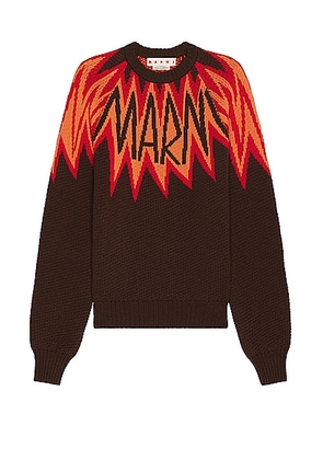 Marni Roundneck Sweater in Chestnut - Black. Size 52 (also in ).