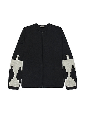 Fear of God Wool Cashmere Blend Thunderbird Full Zip Sweater in Melange Black - Black. Size XL/1X (also in M, S).