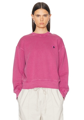 Carhartt WIP Nelson Sweatshirt in Magenta - Pink. Size XS (also in M).