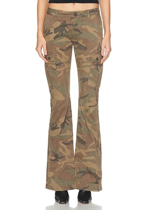 JOHN ELLIOTT Riley Low Rise Utility Boot Pant in Camo - Army. Size 24 (also in 25, 26, 27, 28, 29, 30).