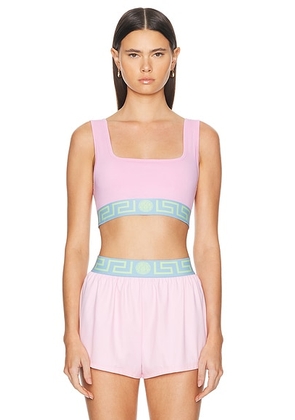 VERSACE Logo Band Sport Bra in Pastel Pink  Pastel Blue  & Mint - Pink. Size 1 (also in 2, 3, 4, 5).