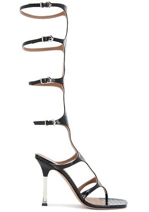 Paris Texas Uma 100 Knee High Sandal Heel in Carbone - Black. Size 36.5 (also in 36, 37, 37.5, 38, 38.5, 39, 39.5, 40).