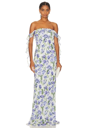 Amanda Uprichard x REVOLVE Marmont Gown in Blue. Size S, XS.