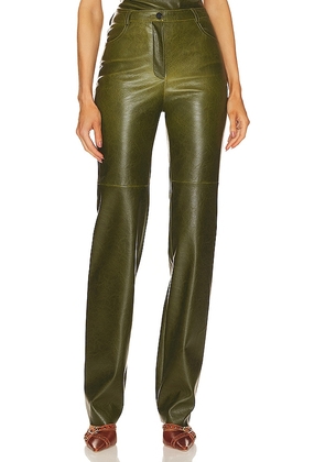 CULTNAKED Killa Faux Leather Trousers in Green. Size S.