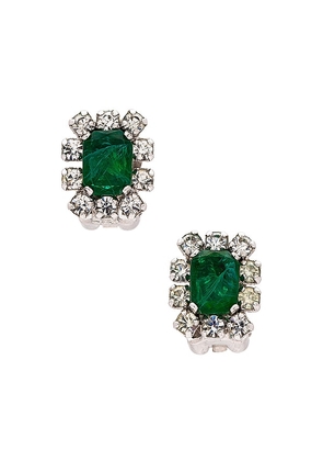 FWRD Renew Dior Rhinestone Clip On Earrings in Green.