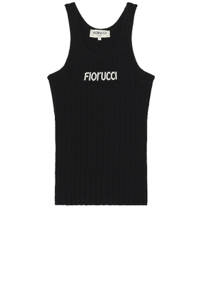 FIORUCCI Heritage Knitted Logo Vest in Black. Size XL.