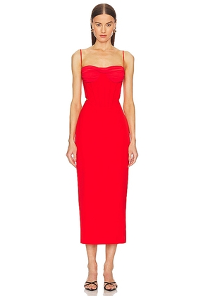 Bardot Martini Midi Dress in Red. Size 4.