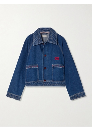 BODE - Embroidered Denim Jacket - Blue - x small,small,medium